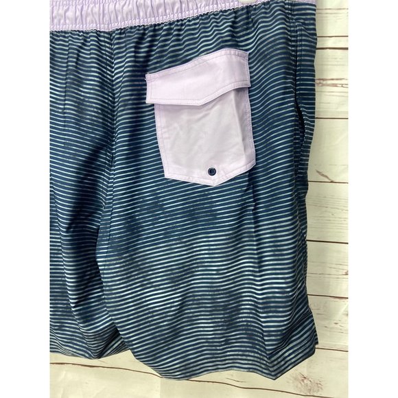 George Eboard Shorts Stretch Quick Dry UPF 50 Blue Stripe Purple Waistband Draws - Picture 3 of 9